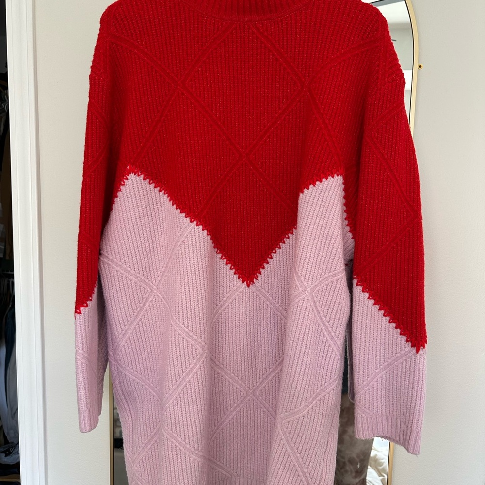 Colorblock Red and Pink Sweater